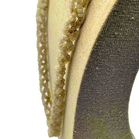 Vintage Multi-Strand White Glass Beaded Necklace - Picture 2 of 6